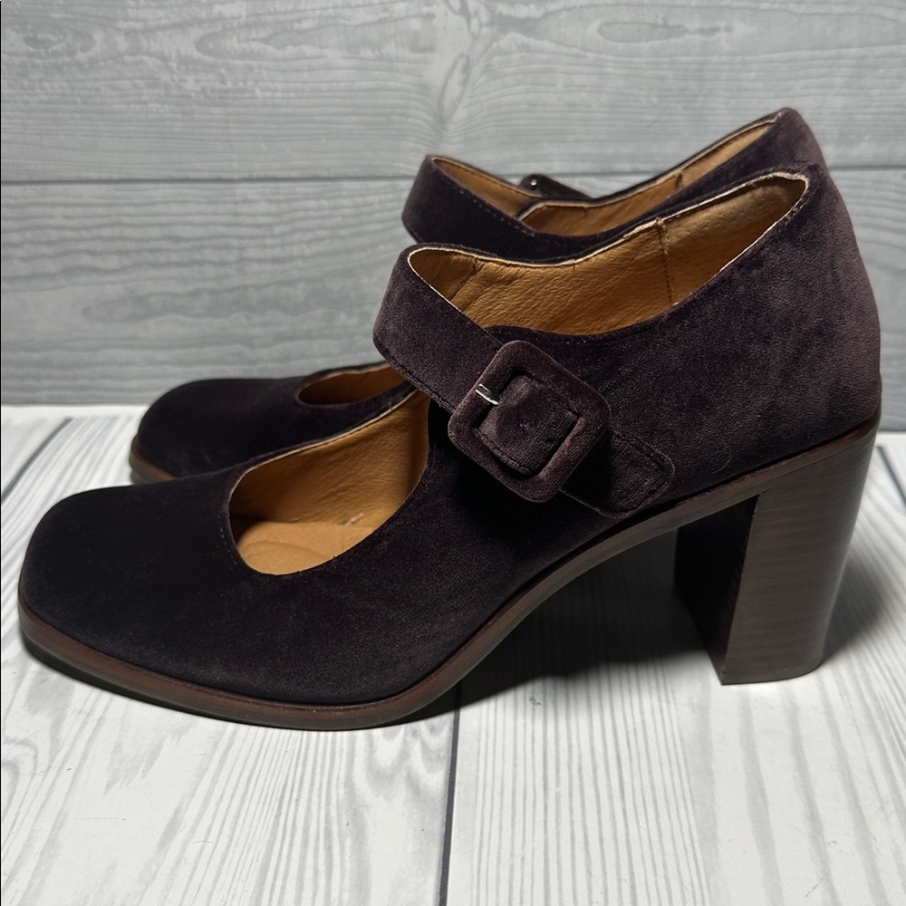 Sofft Shauna Mary Jane Brown Velvet Heeled Pumps Shoes‎ SZ 10 NEW
